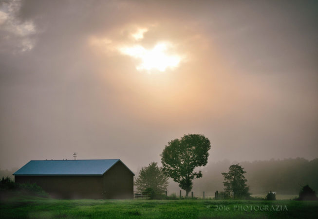 'Sunrise Barn' by Photographer Debbi Nelson. © Copyright 2016 Debbi Nelson dba Photograzia